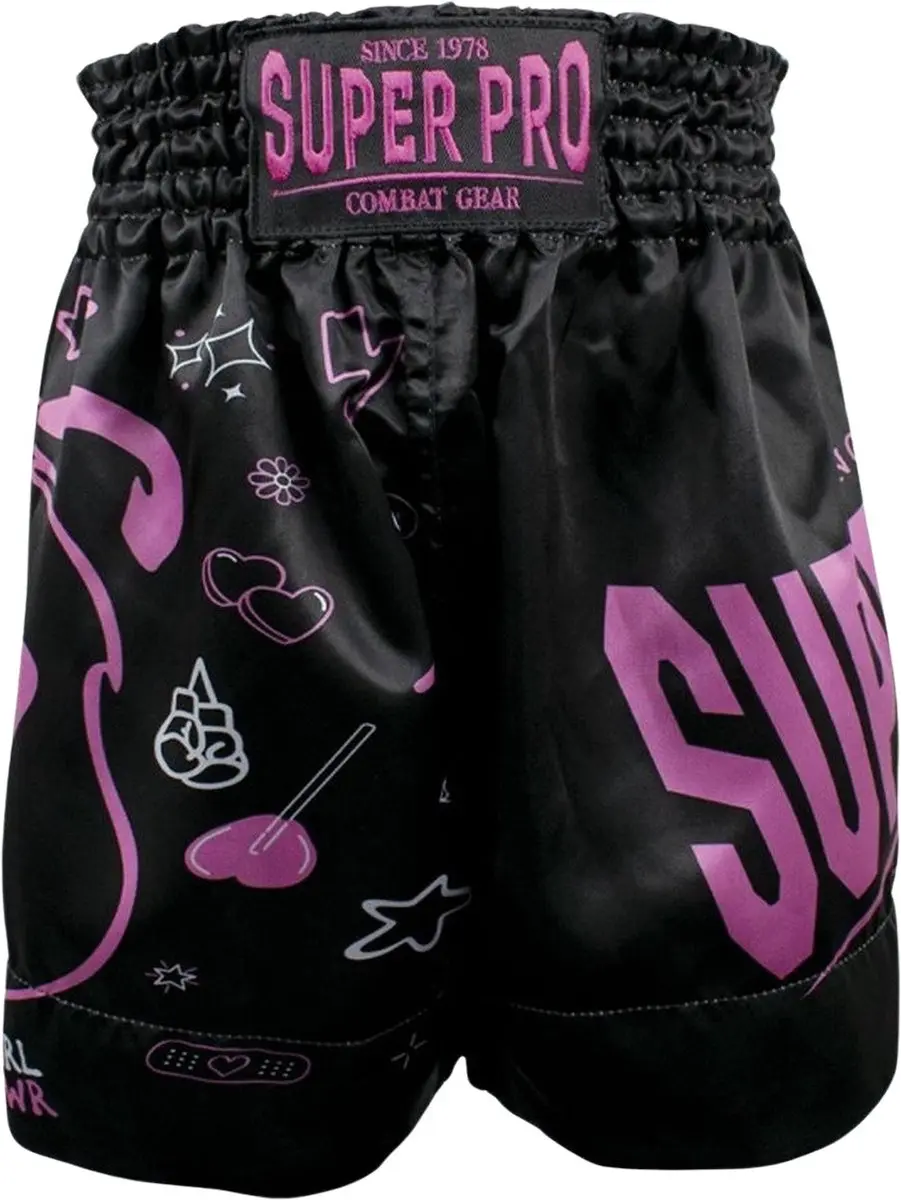 Super Pro ThaiBoxingshort Kids Bear 140 - Zwart/Rozig