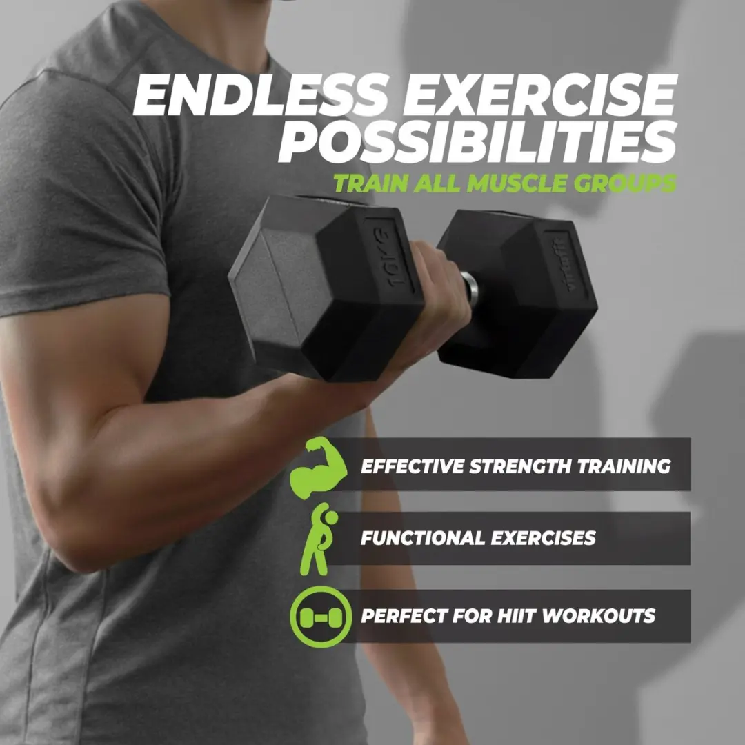 VirtuFit Hexa Dumbbell Pro Set 2x30kg - Zwart/Zilver