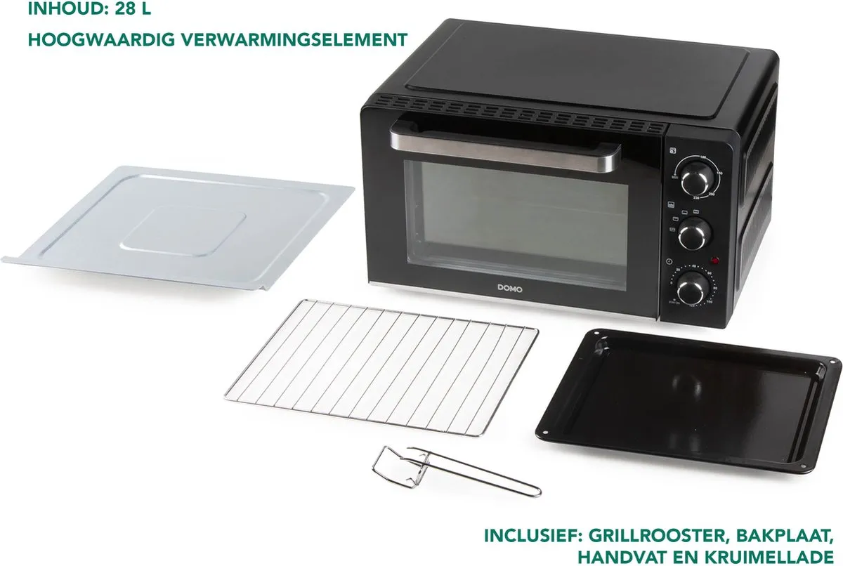 Domo DO1107GO Vrijstaande Oven 28L - 1500W - Zwart