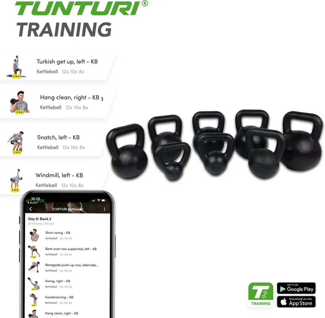 Tunturi Kettlebell 8 kg - Zwart