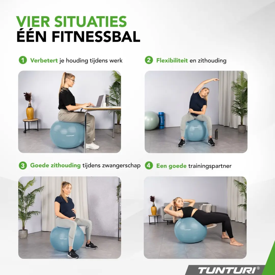 Tunturi Anti Burst Fitnessbal 65cm - Lichtblauw