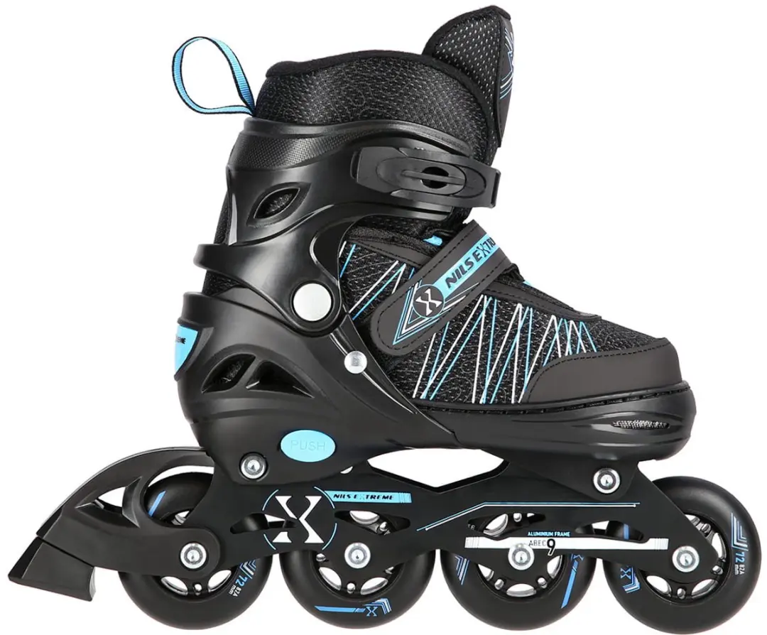 Nils Extreme Inline Skates ABEC9 - Maat 31-34 - Zwart/Blauw