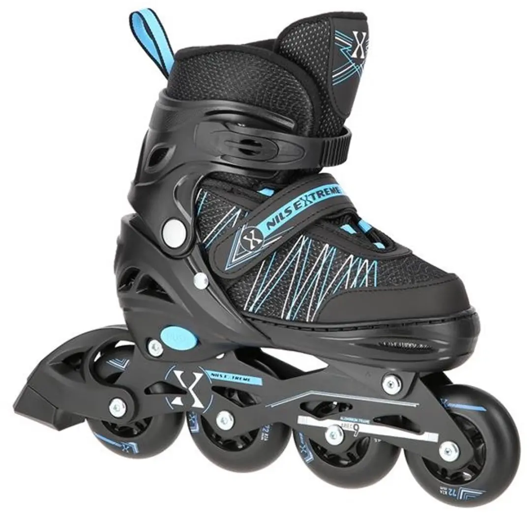 Nils Extreme Inline Skates ABEC9 - Maat 31-34 - Zwart/Blauw