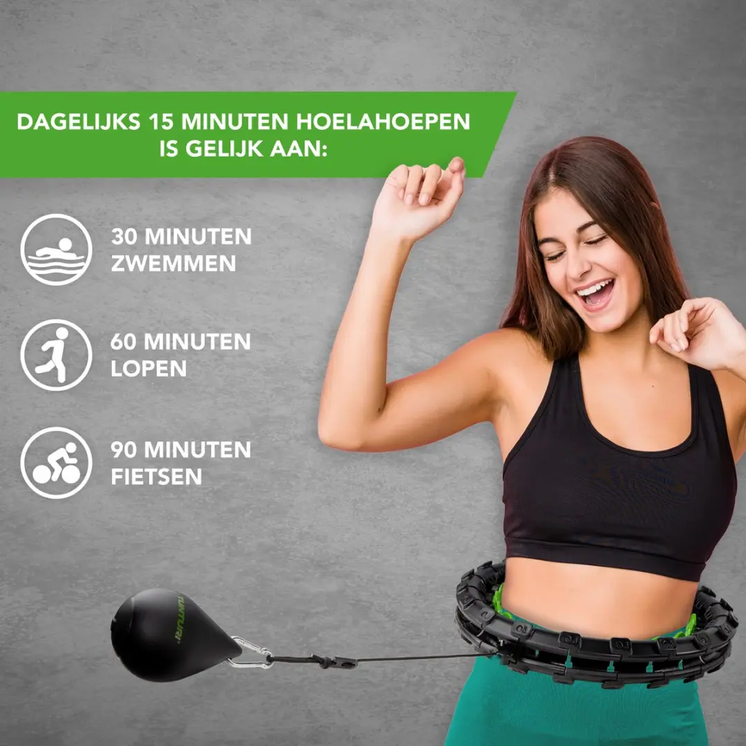 Tunturi Weighted Hoelahoep Large - 2 kg - Verstelbaar 44-142cm
