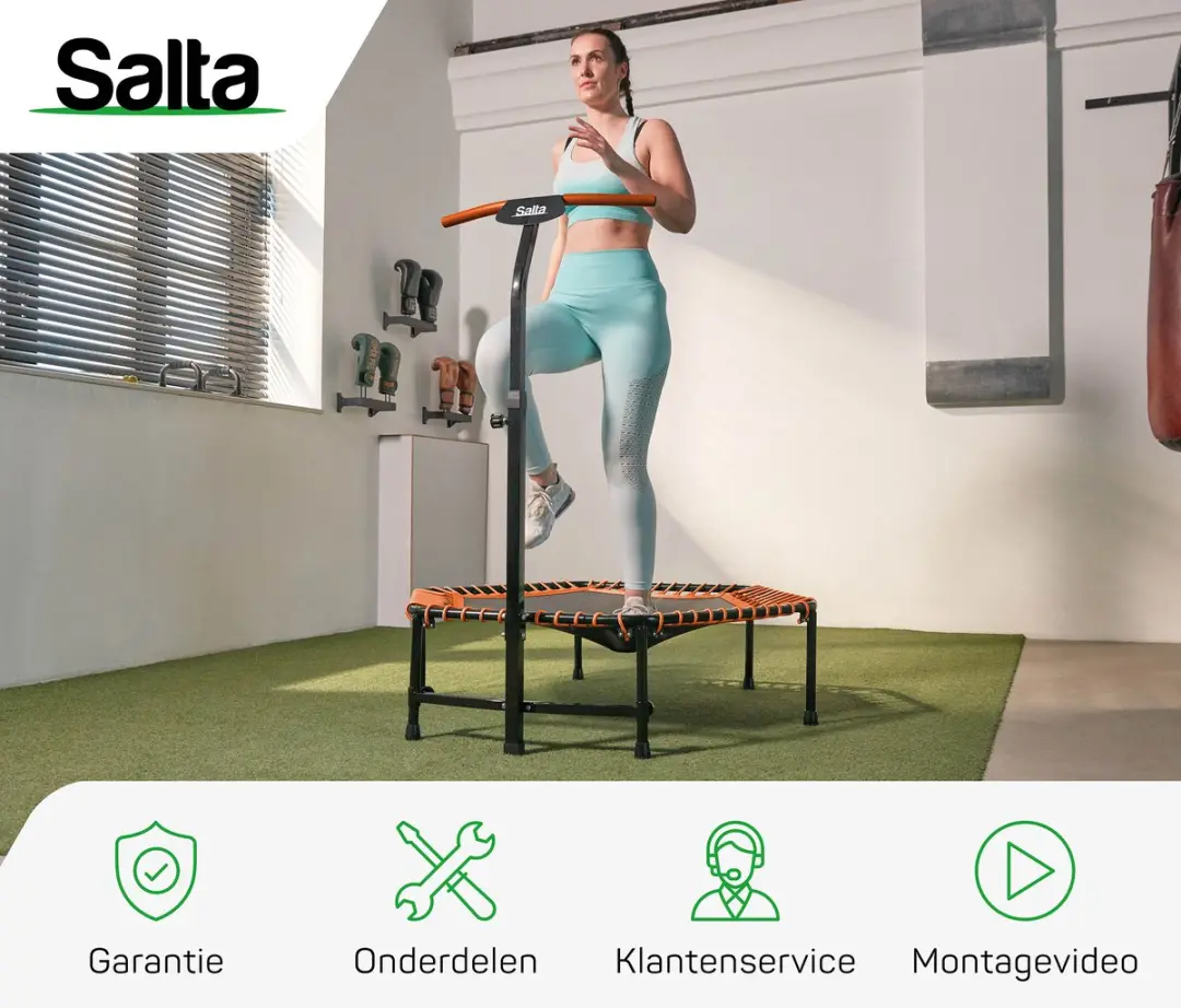 Salta Fitness Trampoline 128cm Oranje - 110kg - 5 Handvatstanden