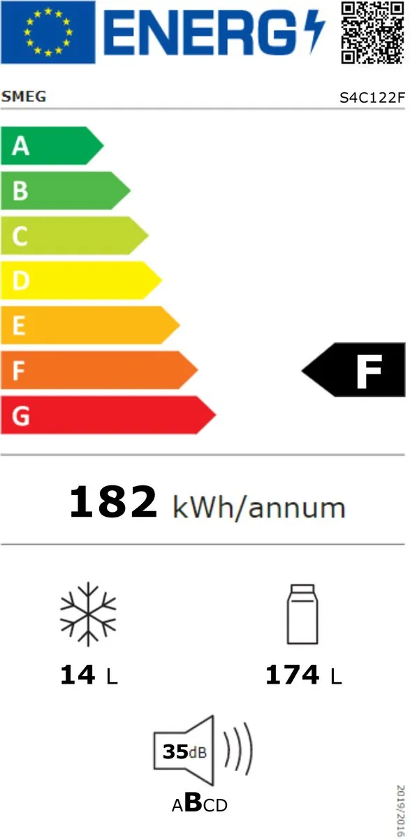 Smeg S4C122F Combi-koelkast Inbouw - 188L - Wit