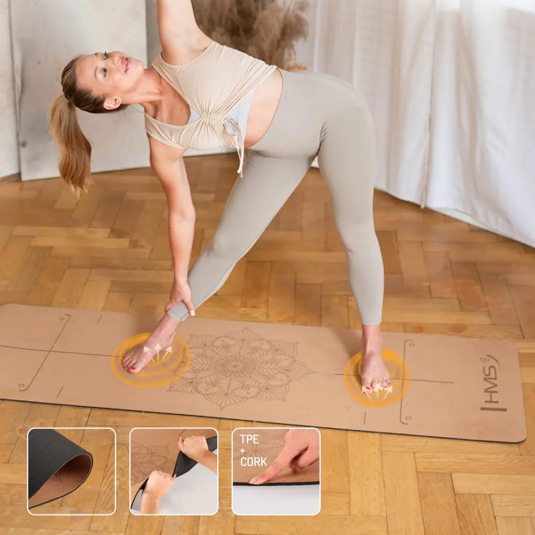 HMS YM11 Serie - Yogamat met accessoires - Bruin/Zwart