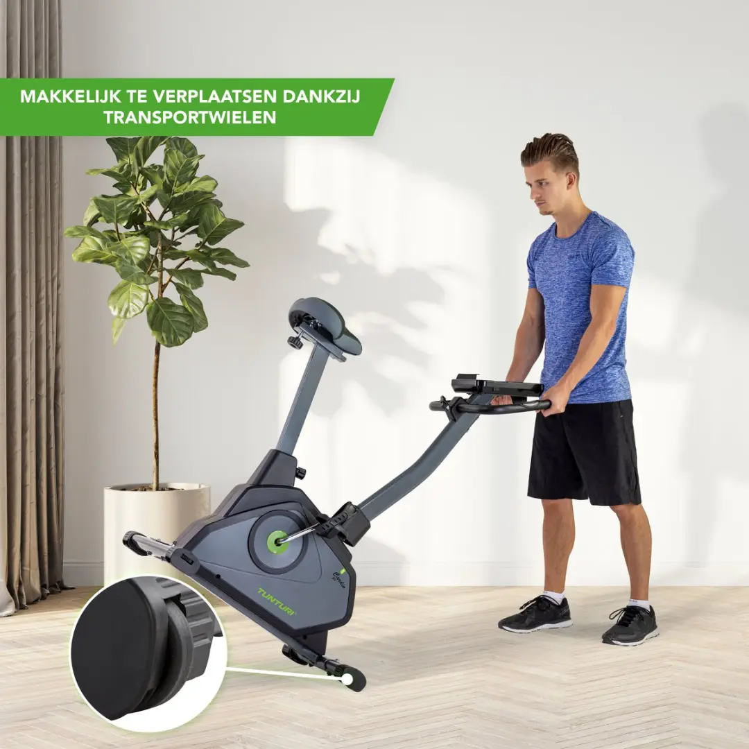 Tunturi Cardio Fit E35 Hometrainer - 23 Programma's - 20 Niveaus - Zwart/Groen/Grijs