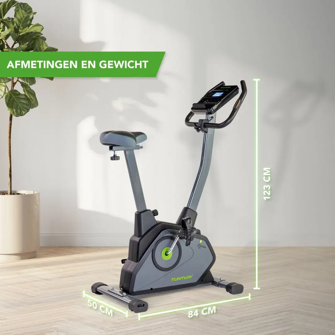 Tunturi Cardio Fit E35 Hometrainer - 23 Programma's - 20 Niveaus - Zwart/Groen/Grijs