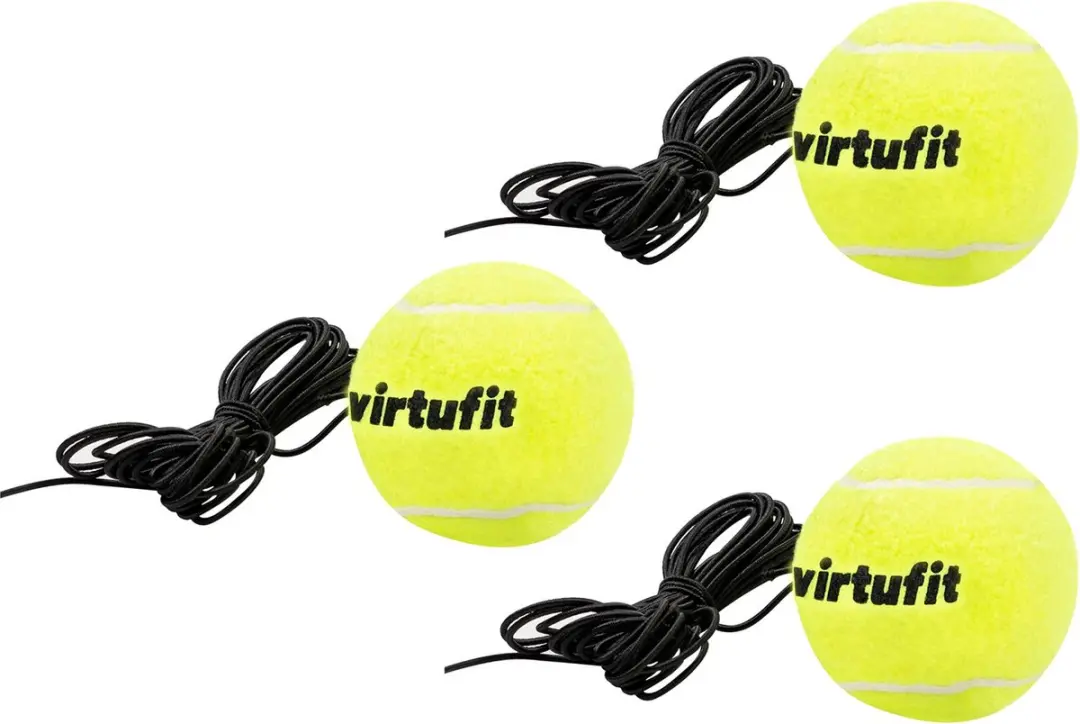 Virtufit Tennistrainer - Geel/Zwart - 3 Ballen met koord