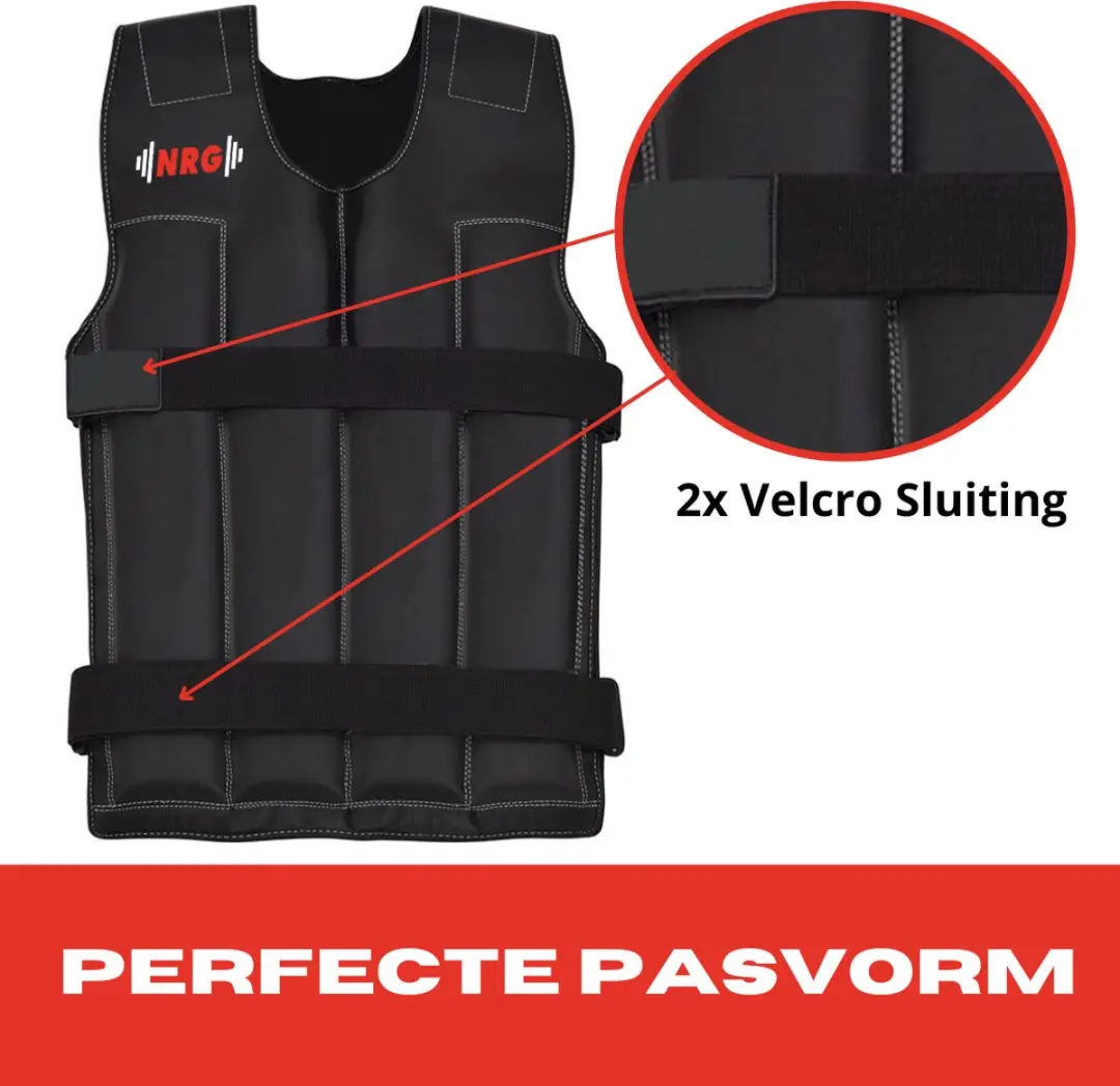NRG Fitness Verstelbaar Gewichtsvest 2-18kg - Zwart