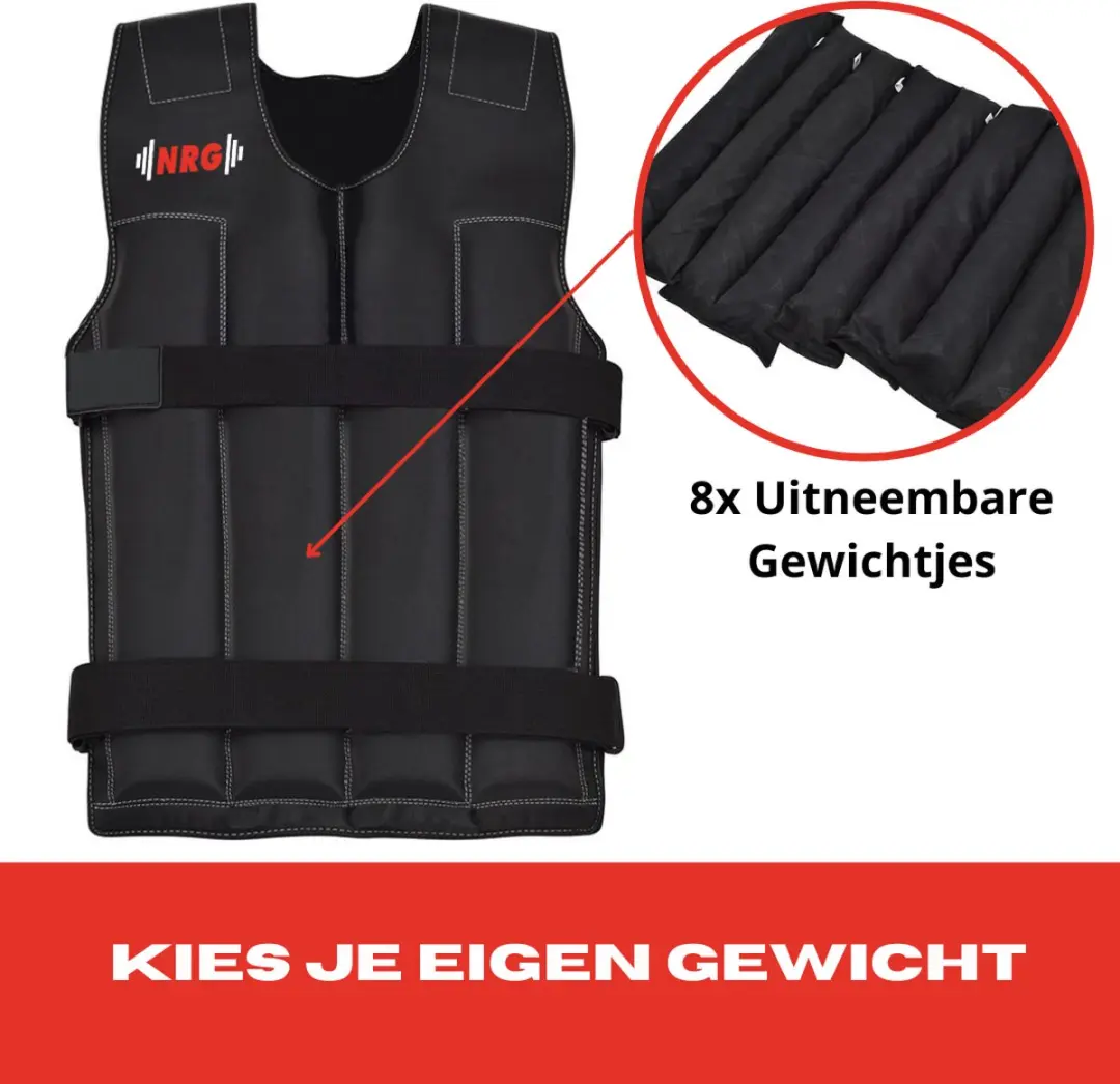 NRG Fitness Verstelbaar Gewichtsvest 2-18kg - Zwart
