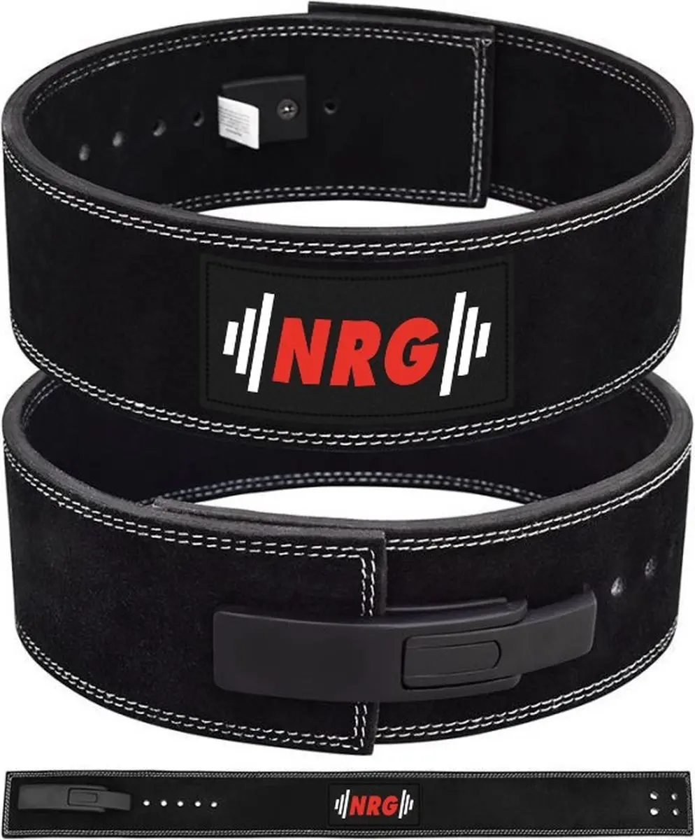 NRG Lever Belt & Lifting Straps Deluxe XL - Powerlifting Combo - Zwart/Rood