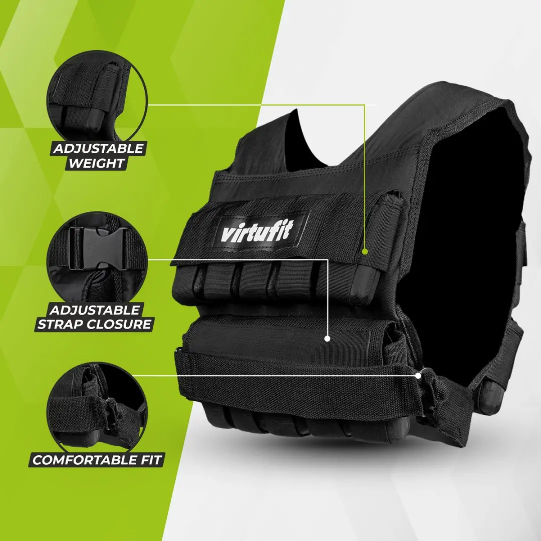 VirtuFit Gewichtsvest Pro 20kg - Verstelbaar - Zwart