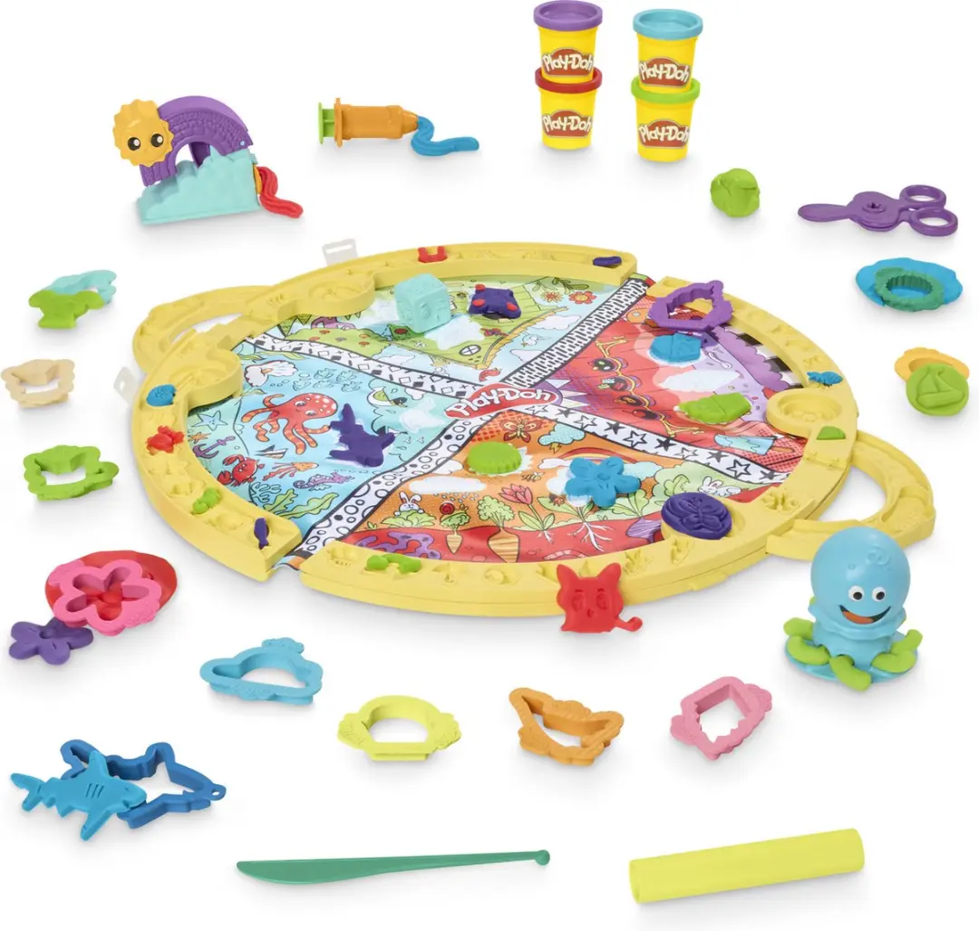 Play-Doh Opvouw Meeneem Speelmat - 4 Klei Potjes Multikleur