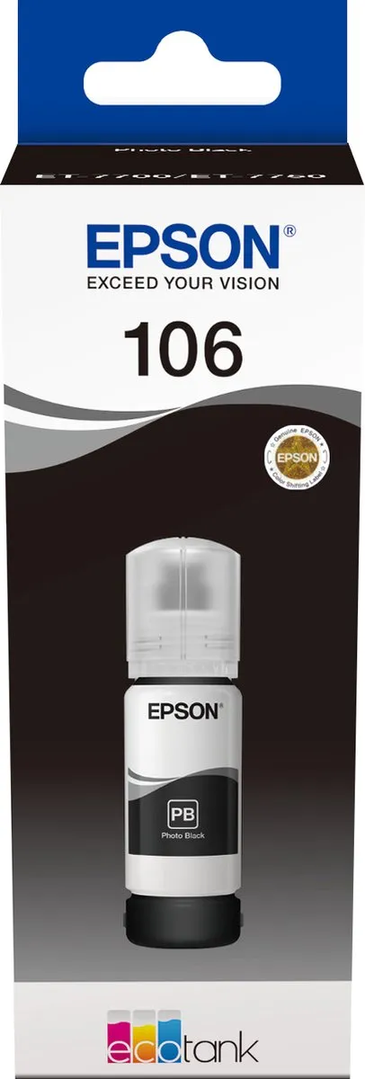 Epson 106 EcoTank Photo Black C13T00R140 - 70ml Inktfles