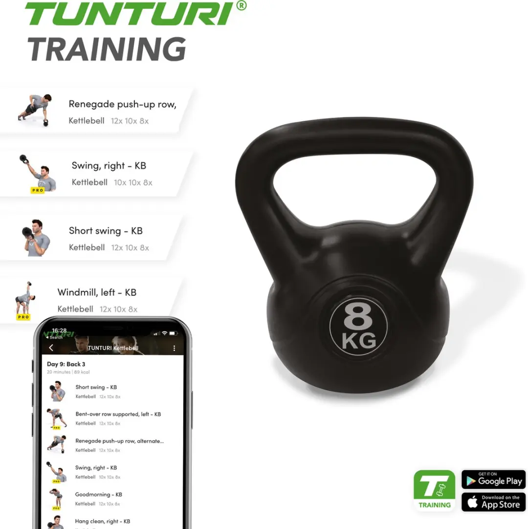 Tunturi Kettlebell 8 kg - Zwart