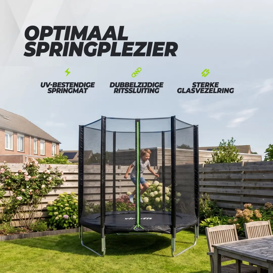 Virtufit Trampoline 183cm - Zwart - Incl. trap - afbeelding 6 van 6