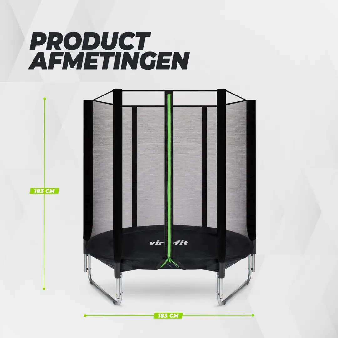 Virtufit Trampoline 183cm - Zwart - Incl. trap