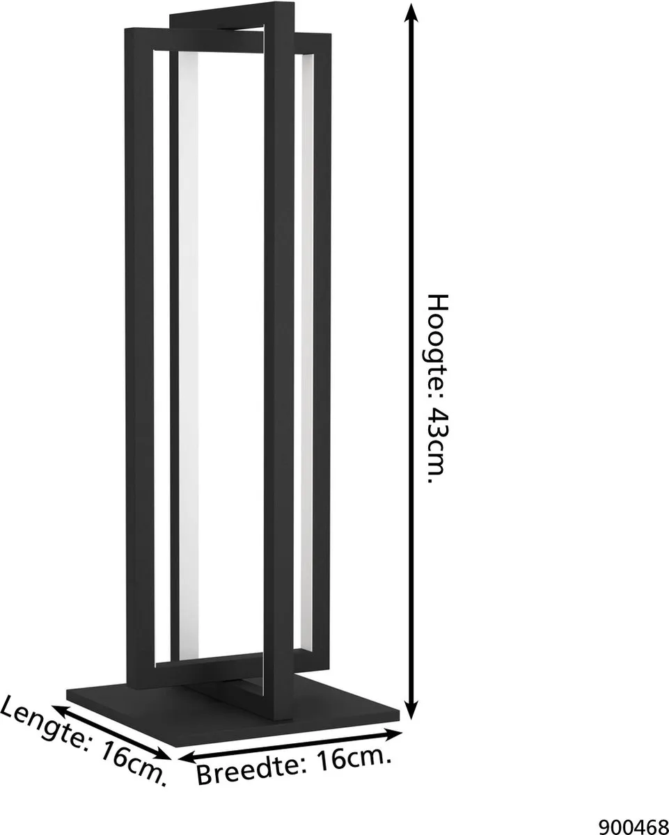 Eglo Siberia Tafellamp - LED 43cm - Dimbaar Instelbaar Wit Licht - Zwart/Wit - afbeelding 6 van 6