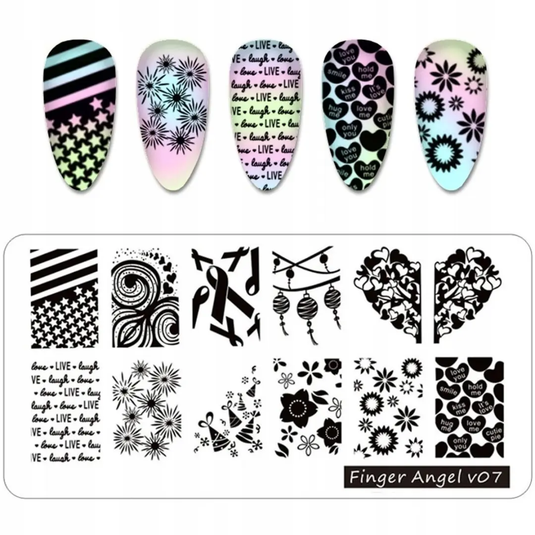 Born Pretty Finger Angel Nagelstempelplaat V07 - 12x6cm