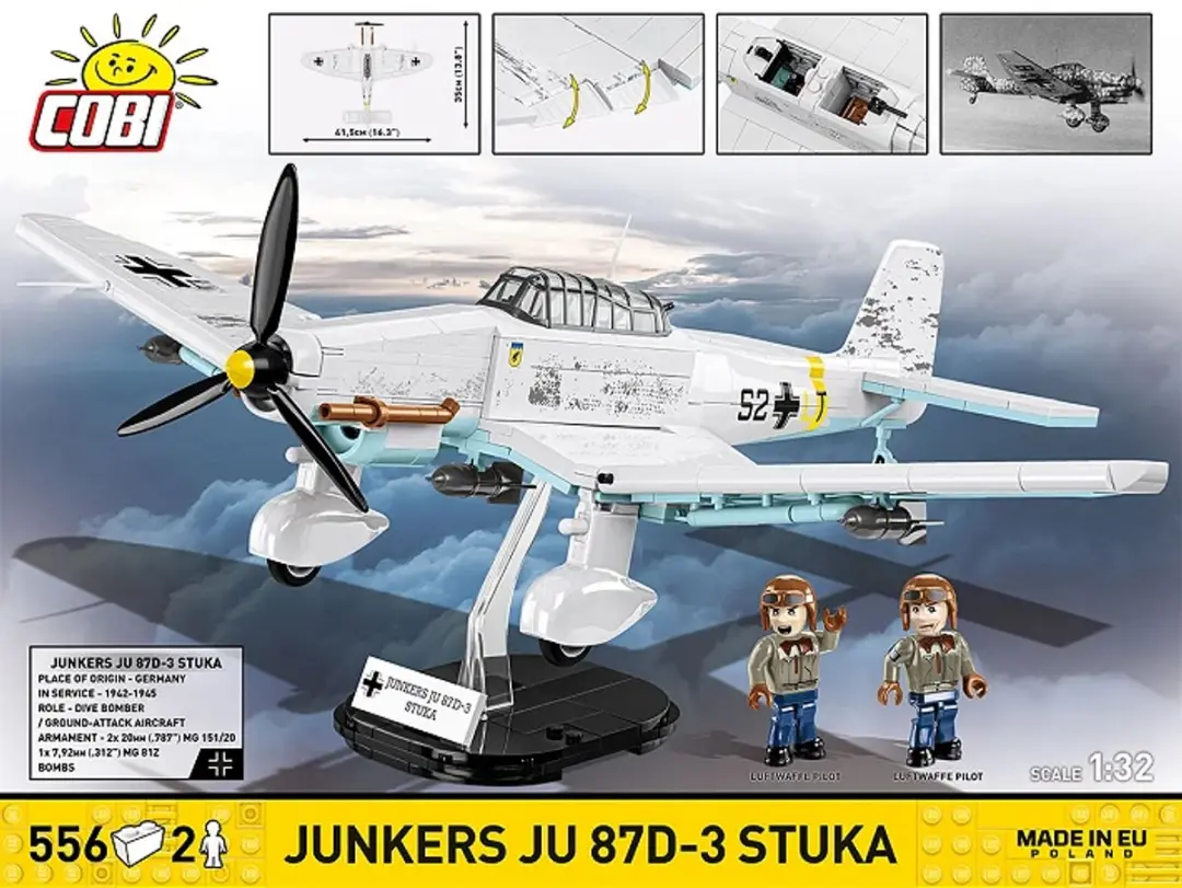 Cobi Junkers JU 87D-3 Stuka 556 Stuks - 2 Minifiguren - Wit