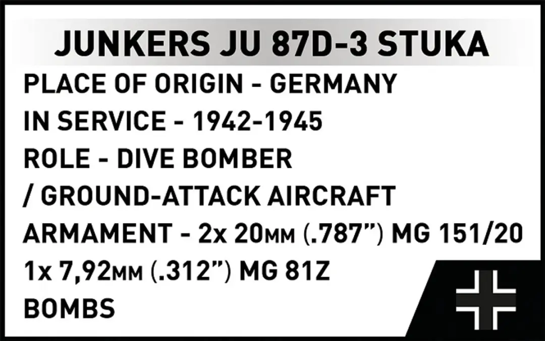 Cobi Junkers JU 87D-3 Stuka 556 Stuks - 2 Minifiguren - Wit