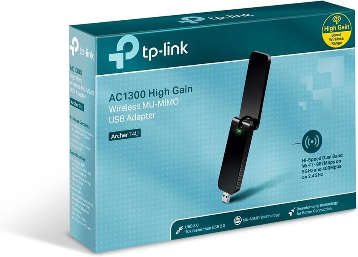 TP-Link Archer T4U WiFi-adapter - Zwart