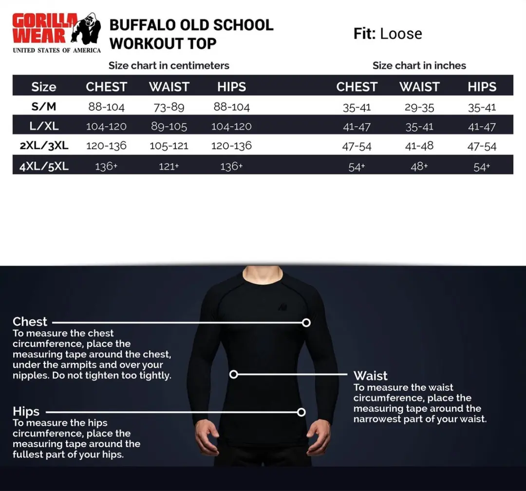 Gorilla Wear Buffalo Old School Workout T-Shirt - Zwart/Rood - 2XL/3XL