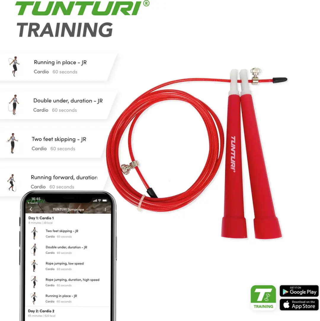 Tunturi Verstelbaar Speed Rope - Springtouw Rood