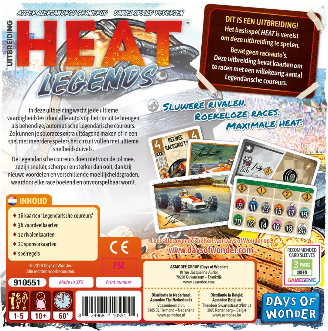 Days of Wonder Heat Legends Uitbreiding Racebordspel - 7 Spelers