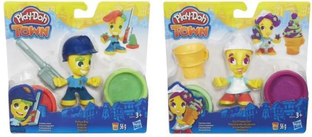 Play-Doh Town Figuren - Meerkleurig - 3 Potjes 56g