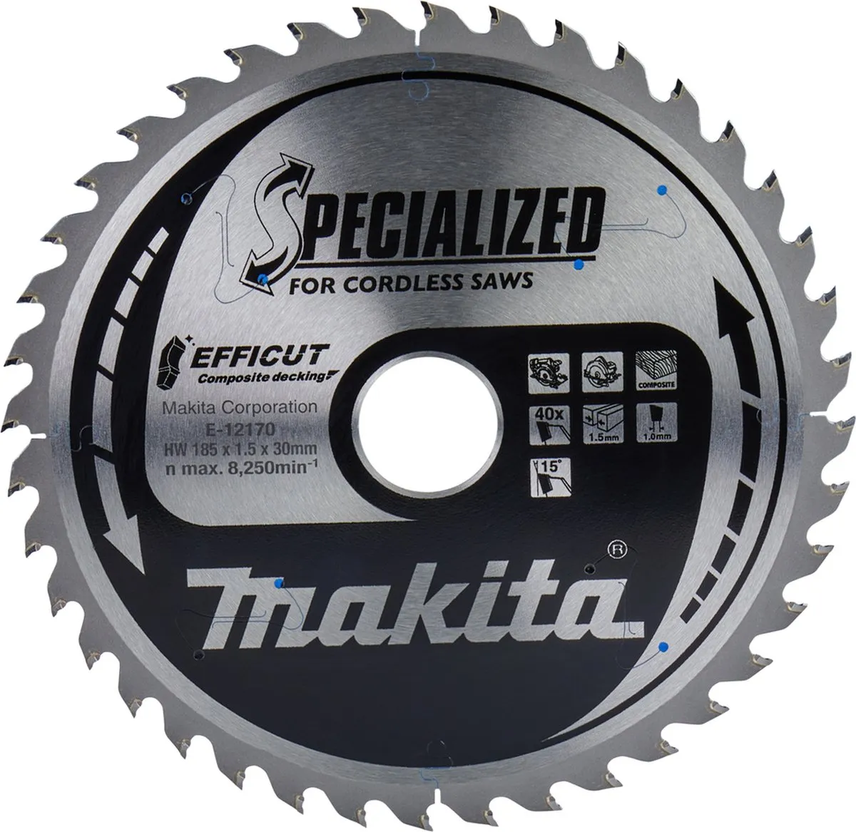 Makita E-12170 Cirkelzaagblad WPC 185mm 40T