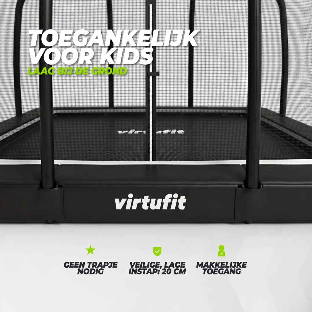 Virtufit Inbouw Trampoline 305cm - Incl. Veiligheidsnet - Max. 150kg - Zwart - afbeelding 6 van 6
