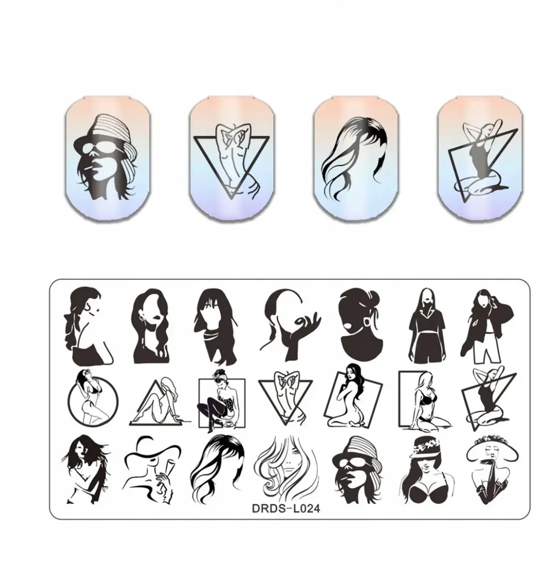 Born Pretty Nagelstempelplaat DRDS-L024 Vrouwelijk Gezicht - 12x6cm - Herbruikbaar