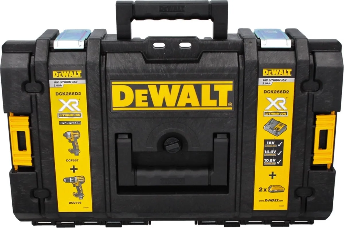 DeWalt Tough Box DS150 Gereedschapskoffer - Zwart/Geel - met 2.0Ah Inzetstuk