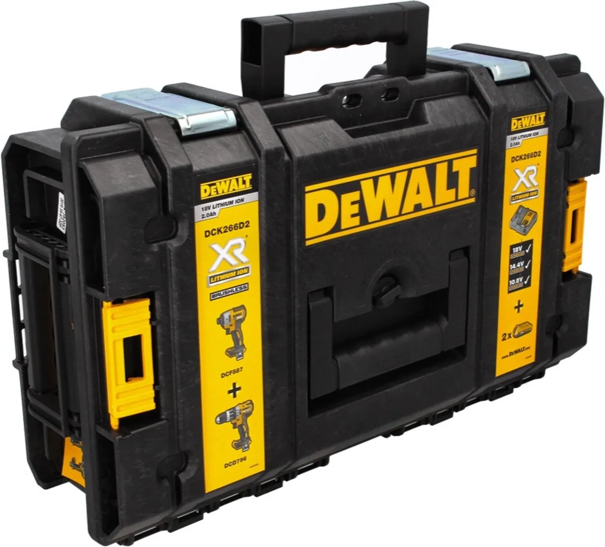 DeWalt Tough Box DS150 Gereedschapskoffer - Zwart/Geel - met 2.0Ah Inzetstuk