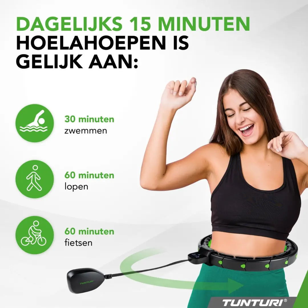 Tunturi Smart Hoelahoep 1,5kg - Verstelbaar 44-106cm - Incl. Display