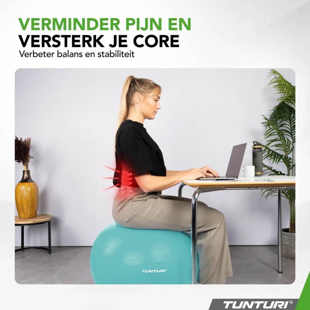 Tunturi Anti Burst Fitnessbal 65cm - 220kg - Turquoise