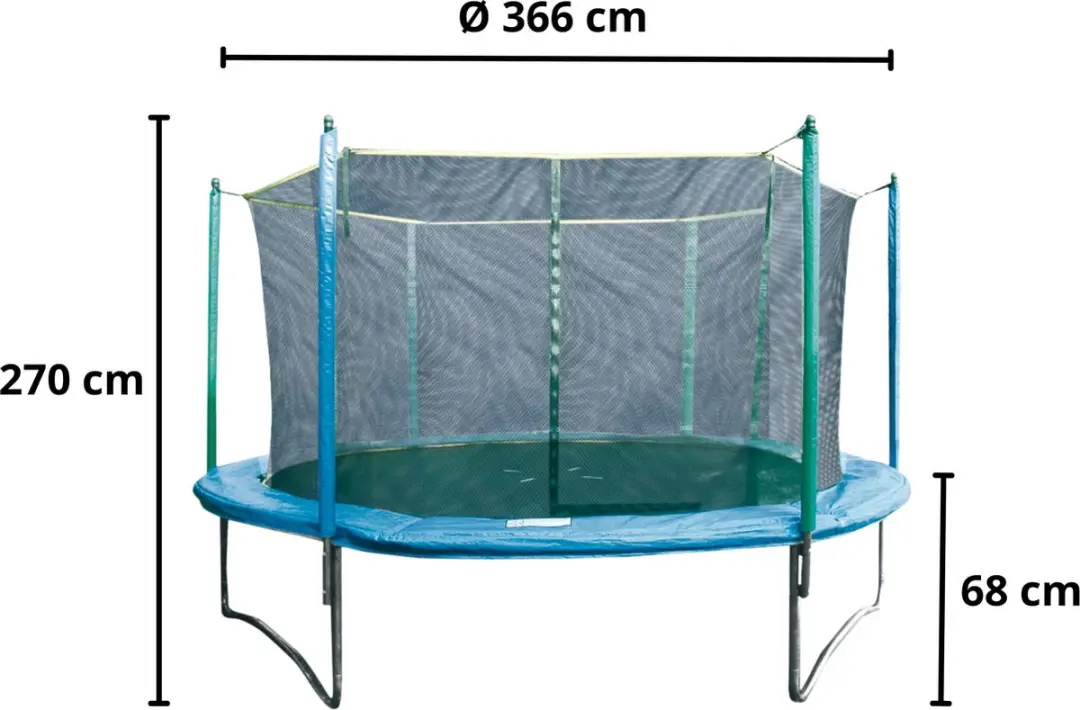 Garlando Combi XL Trampoline 366cm - Veiligheidsnet - Groen/Blauw