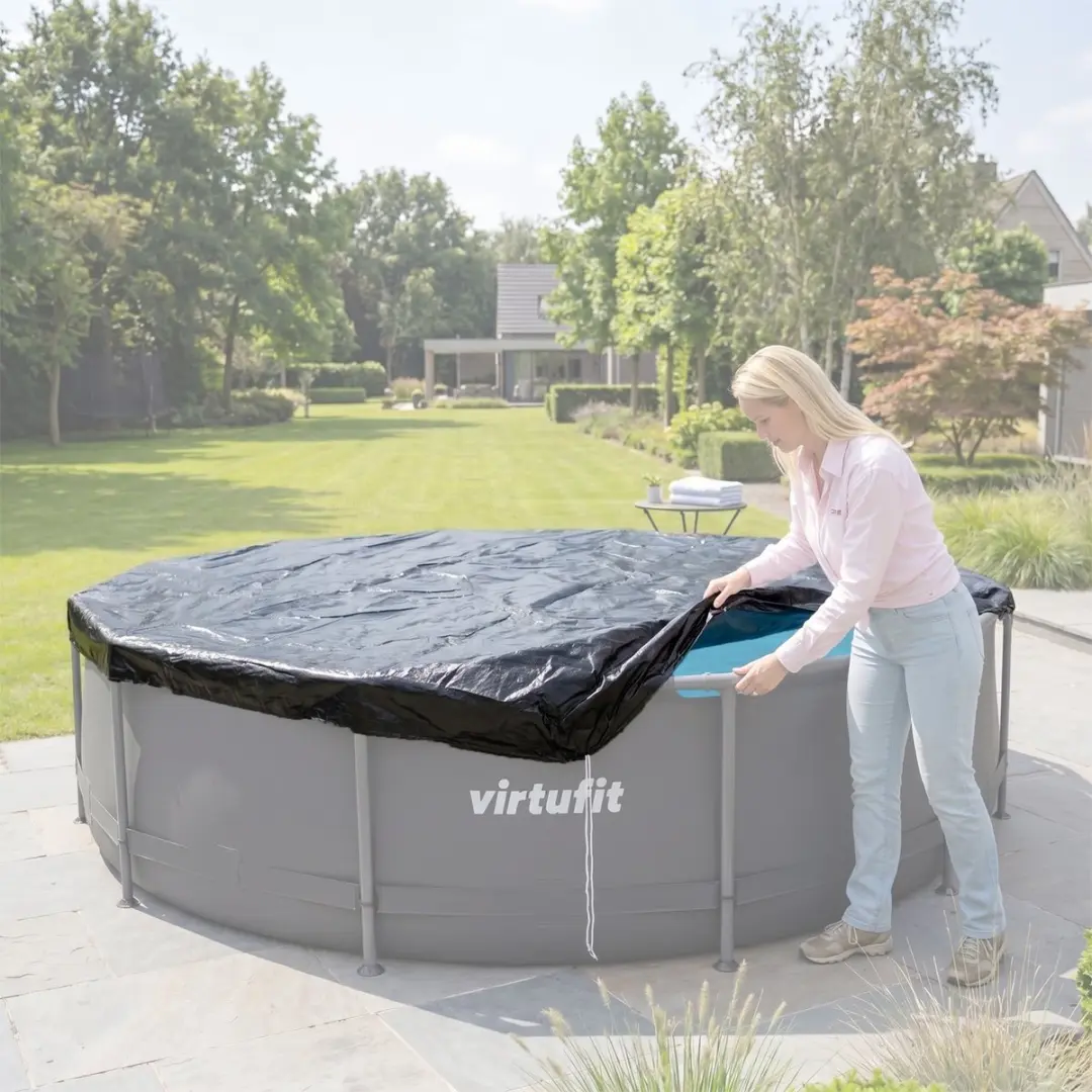 Virtufit Zwembad Afdekzeil Ø366cm - Zwart