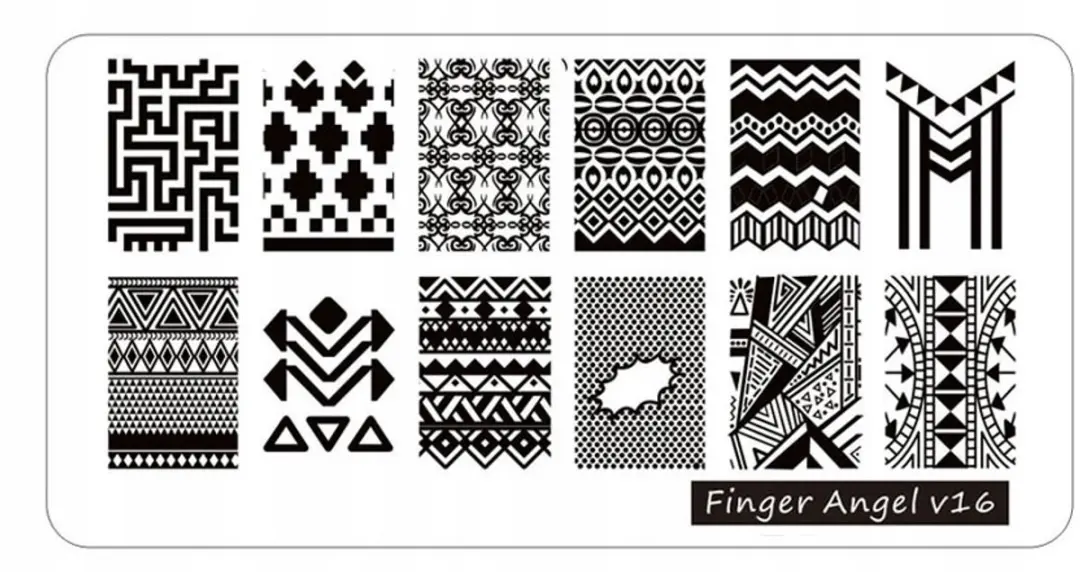 Born Pretty Finger Angel Nagelstempelplaat 12x6cm - Geometrische/Azteekse/Boho