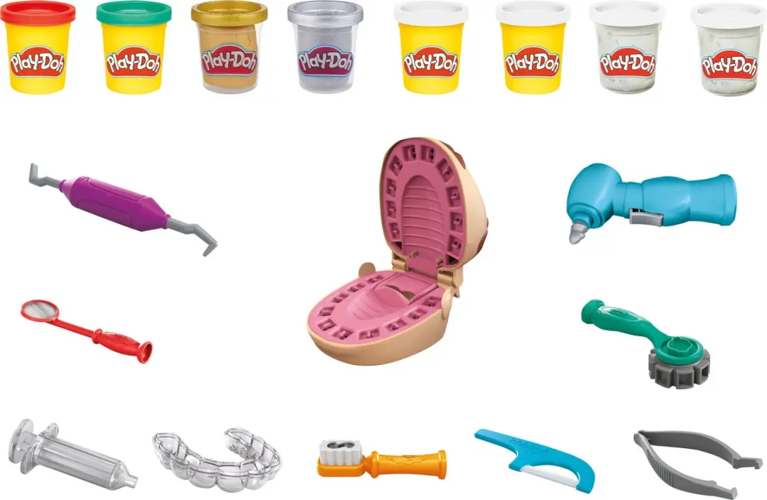 Play-Doh Top Tandarts Speelset - 8 Potjes Multikleur