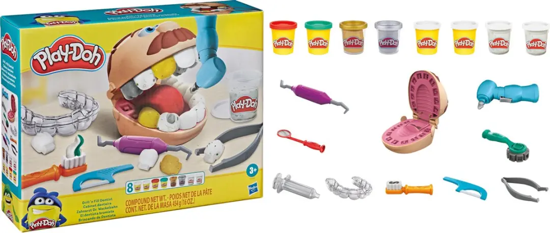 Play-Doh Top Tandarts Speelset - 8 Potjes Multikleur