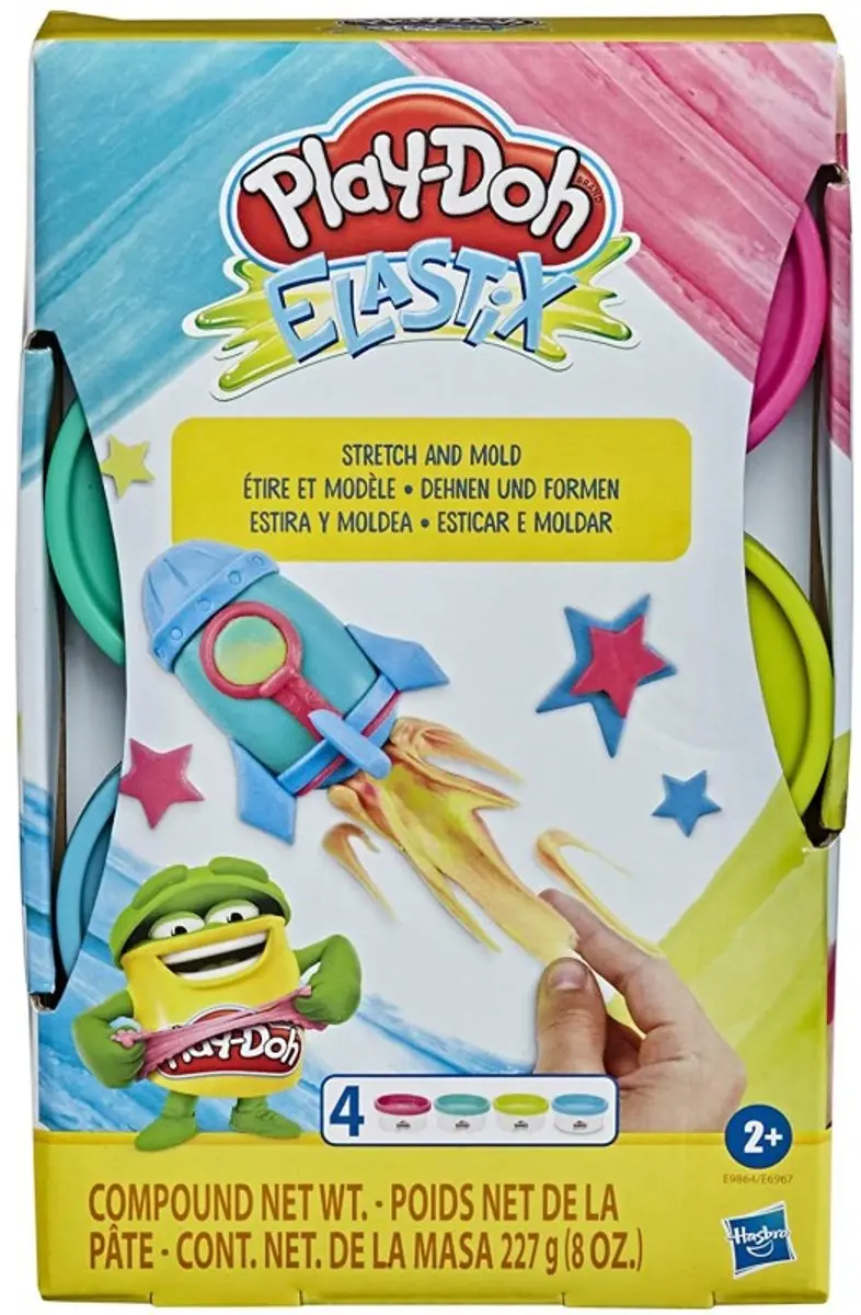 Play-Doh Elastix Bright 4 Potjes - Assorti