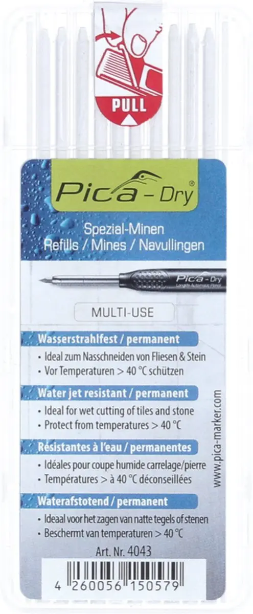 Pica Dry Reservestiften Wit - 10 Stuks