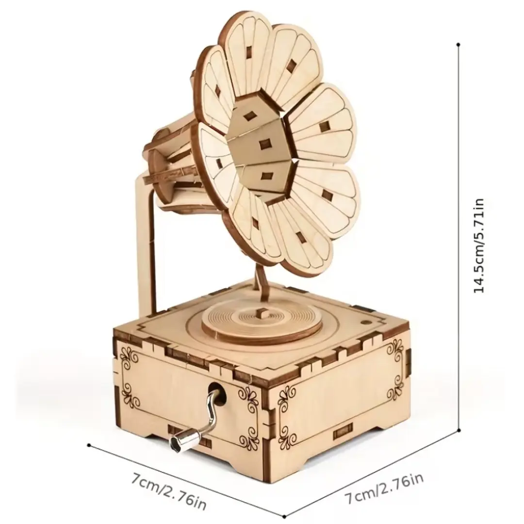 NUVEX Lichtbruine Grammofoon Bouwpakket 3D Modelbouwset