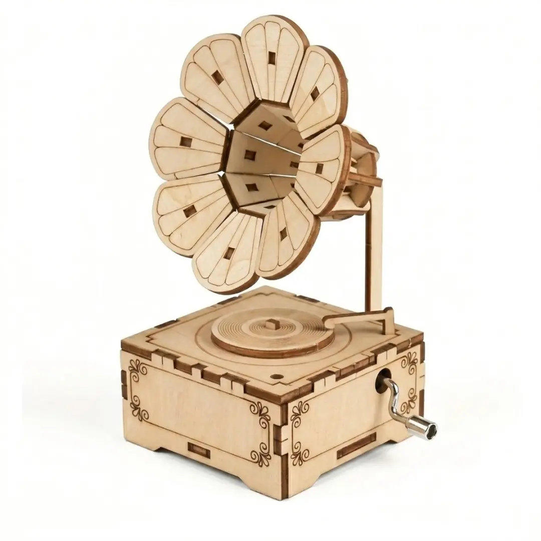 NUVEX Lichtbruine Grammofoon Bouwpakket 3D Modelbouwset