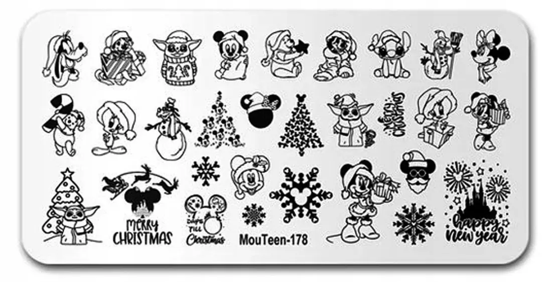 Born Pretty MouTeen-178 Nageldecoratie Stencil - 12x6cm - Kerst - Zilver