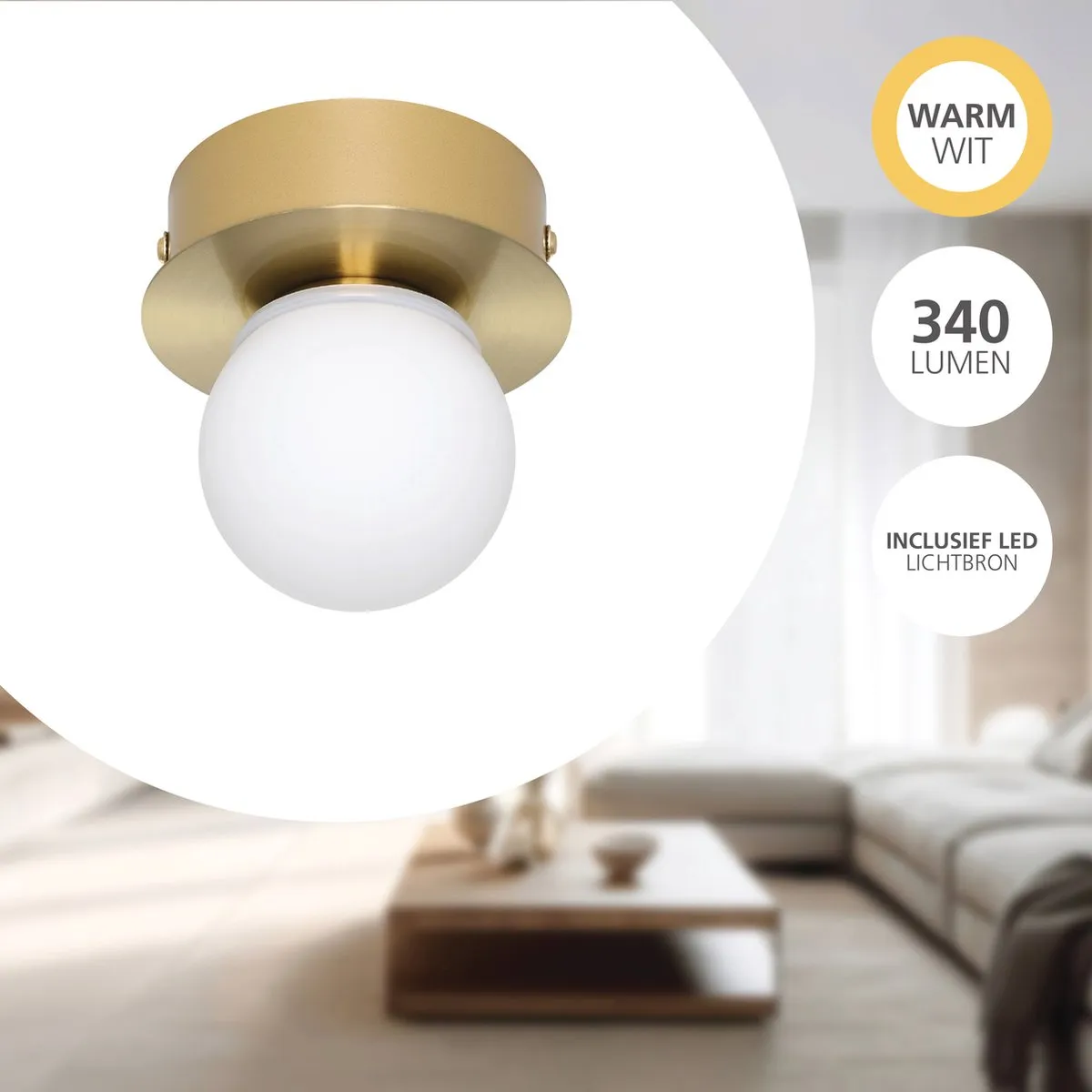 Eglo Mosiano Wandlamp LED Ø11cm - Goud/Wit